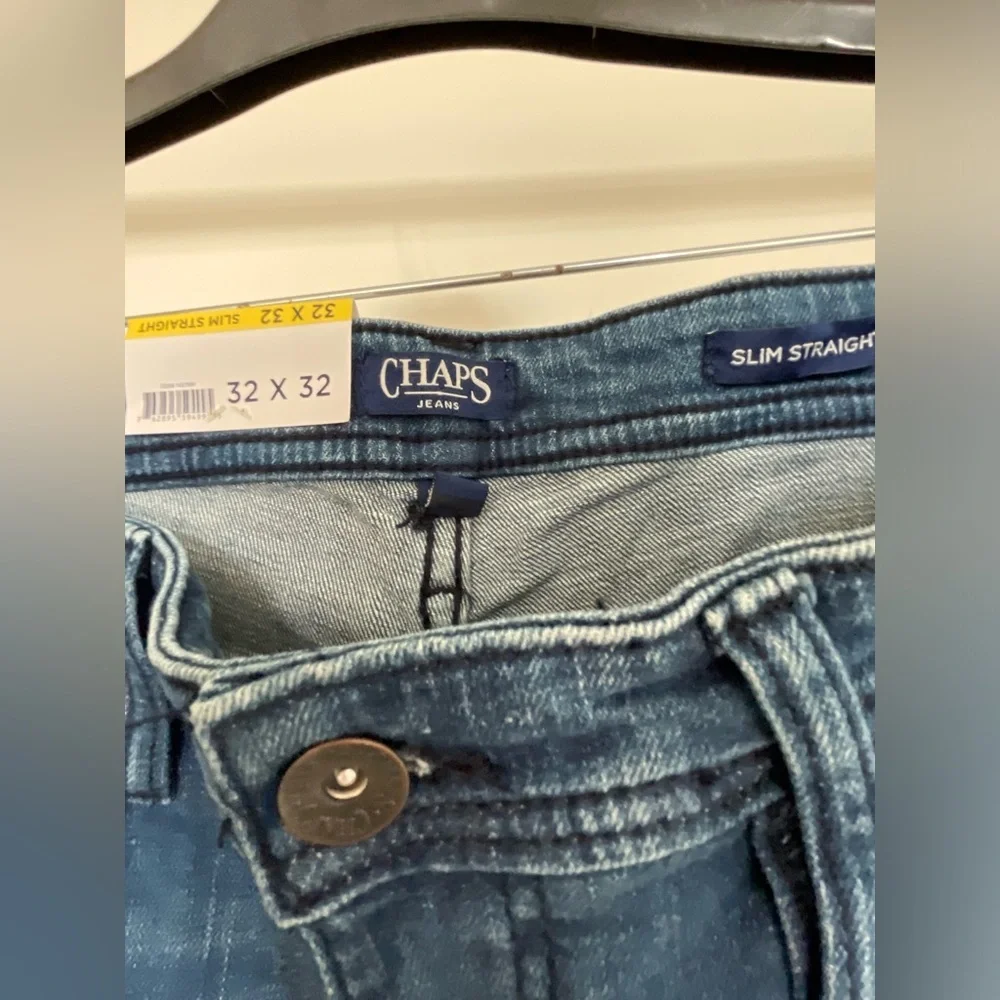 NWT Chaps Blue Slim Straight-Leg Jeans with Classic Fit 32x32